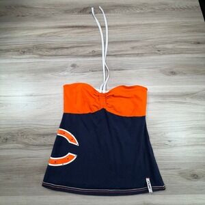 Chicago Bears Womens Orange Navy Halter Tube Top NFL Reebok Sz L